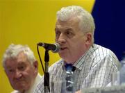 16 April 2005; Michael Greenan, President of the Ulster Council and a member of the GAA Management Commitee, speaking  against the Rule 42 Motion at the 2005 GAA Congress. Croke Park, Dublin. Picture credit; Ray McManus / SPORTSFILE