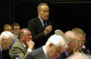 16 April 2005; Former GAA President Con Murphy speaking against the Rule 42 Motion at the 2005 GAA Congress. Croke Park, Dublin. Picture credit; Ray McManus / SPORTSFILE