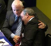 16 April 2005; President elect Nickey Brennan is congratulated by Tomas Moran, Vice President of the GAA, during the 2005 GAA Congress. Croke Park, Dublin. Picture credit; Pat Murphy / SPORTSFILE