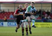 16 April 2005; Connor McPhillips, Connacht, in action against Jamie Ringer and Chris Anthony, Newport Gwent Dragons. Celtic League, Newport Gwent Dragons v Connacht, Rodney Parade, Newport, Wales. Picture credit; Tim Parfitt / SPORTSFILE
