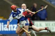 17 April 2005; Michael McEvoy, Laois, in action against Martin Coulter, Down. Allianz National Hurling League, Division 1, Relegation Section, Laois v Down, O'Moore Park, Portlaoise, Co. Laois. Picture credit; Pat Murphy / SPORTSFILE