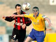 21 April 2005; Jim Crawford, Shelbourne, in action against John Martin, Longford Town. eircom League, Premier Division, Longford Town v Shelbourne, Flancare Park, Longford. Picture credit; David Maher / SPORTSFILE