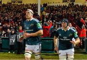 11 January 2014; Munster's Paul O'Connell, left, and Tommy O'Donnell make their way out for the start of the game. Heineken Cup 2013/14, Pool 6, Round 5, Gloucester v Munster, Kingsholm, Gloucester, England. Picture credit: Diarmuid Greene / SPORTSFILE