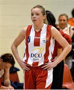 11 January 2014; A dejected Sarah Woods, DCU Mercy, after the game. Basketball Ireland Women's National Cup Semi-Final 2014, DCU Mercy v Team Montenotte Hotel Cork, Neptune Stadium, Cork. Picture credit: Brendan Moran / SPORTSFILE