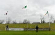 12 January 2014; Linesman Marty Parker, from Roscommon, and Pat McQueeney, member of the Leitrim backroom team, left, just before the start of the game. FBD League, Section B, Round 2, Galway v Leitrim, Duggan Park, Ballinasloe, Co. Galway. Picture credit: Diarmuid Greene / SPORTSFILE