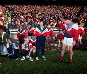 17 March 1999; Ballina Stephenites substitutes show their disappointment after the AIB All-Ireland Senior Club Football Championship Final match between Crossmaglen Rangers and Ballina Stephenites at Croke Park in Dublin. Photo by Ray McManus/Sportsfile