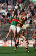 17 March 1999; David Brady of Ballina Stephenites in action against Tony McEntee of Crossmaglen Rangers during the AIB All-Ireland Senior Club Football Championship Final match between Crossmaglen Rangers and Ballina Stephenites at Croke Park in Dublin. Photo by Brendan Moran/Sportsfile