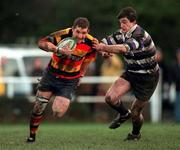 2 January 1999; David O'Mahony of Lansdowne is tackled by Brendan Kavanagh of Terenure during the AIB All-Ireland League Division 1 match between Terenure College and Lansdowne at Lakelands Park in Dublin. Photo by Brendan Moran/Sportsfile