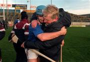 21 February 1999; Donal Cahill of St Joseph's Doora Barefield celebrates with Kevin kennedy following the AIB All-Ireland Senior Club Hurling Championship Semi-Final match between St Joseph's Doora Barefield and Athenry at Semple Stadium in Thurles, Tipperary. Photo by Ray McManus/Sportsfile