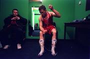 27 Feburary 1999; Francis Barrett of Olympic prepares in the dressing room for the first round of the IABA National Boxing Championships at the National Stadium in Dublin. Photo by Ray Lohan/Sportsfile