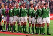 29 May 1996; The Republic of Ireland team ahead of the international friendly match between Republic of Ireland and Portugal at Lansdowne Road in Dublin. Photo by David Maher/Sportsfile
