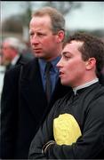 24 January 1999; Trainer Tom Taaffe, left, and jockey Jason Titley at Leopardstown Racecourse in Dublin. Photo by Ray McManus/Sportsfile