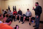 21 January 1999; Coach Joey Boylan speaks to his team at the St. Vincent's Basketball Club in Glasnevin, Dublin. Photo by Brendan Moran/Sportsfile