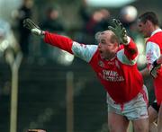 21 February 1999; Leo Turley of Éire Og celebrates after scoring his side's goal during the AIB All-Ireland Senior Club Football Championship Semi-Final match between Crossmaglen Rangers and Éire Og at Páirc Tailteann in Navan, Meath. Photo by Brendan Moran/Sportsfile