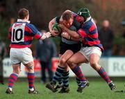 27 February 1999; Mick Galwey of Shannon in action against Craig Brownlie, left, and Richie Murphy of Clontarf during the AIB All-Ireland League Division 1 match between Clontarf and Shannon at Castle Avenue in Clontarf, Dublin. Photo by Brendan Moran/Sportsfile