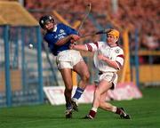 21 February 1999; Noel Brodie of St Joseph's Doora Barefield in action against Brian Higgins of Athenry during the AIB All-Ireland Senior Club Hurling Championship Semi-Final match between St Joseph's Doora Barefield and Athenry at Semple Stadium in Thurles, Tipperary. Photo by Ray McManus/Sportsfile
