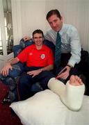 19 Feburary 1999; Shelbourne's Pat Fenlon, left, and Shamrock Rovers' Paul Whelan pictured at Pat's home in Dublin. Photo by David Maher/Sportsfile