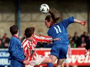 28 February 1999; Robert Dunne of UCD in action against Aled Rowlands of Sligo Rovers during the Harp Lager National League Premier Division match between UCD and Sligo Rovers at Belfield Park in Dublin. Photo by David Maher/Sportsfile