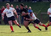 27 February 1999; Shane Stephens of DSLP is tackled by Scott Carroll of Malone during the AIB All-Ireland League Division 2 match between DLSP and Malone at Kilternan Park in Dublin. Photo by Aoife Rice/Sportsfile