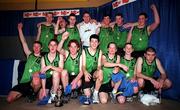 10 March 1999; Tralee Community College, Kerry, celebrate following the U19 All Ireland School Boys Basketball Final match between Tralee Community College, Kerry, and St Joseph's Spanish Point, Sligo, at the National Basketball Arena in Dublin. Photo by Brendan Moran/Sportsfile