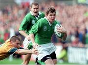 10 October 1999; Brian O'Driscoll, Ireland, in action against Ben Tune, Australia. 1999 Rugby World Cup, Ireland v Australia, Lansdowne Road, Dublin. Picture credit: Matt Browne / SPORTSFILE