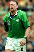 10 October 1999; Trevor Brennan, Ireland, walks off the field. 1999 Rugby World Cup, Ireland v Australia, Lansdowne Road, Dublin. Picture credit: Brendan Moran / SPORTSFILE