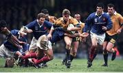 6 November 1999; Tim Horan, Australia, in action against Raphael Ibanez, France.1999 Rugby World Cup, Australia v France, Millennium Stadium, Cardiff, Wales. Picture credit: Brendan Moran / SPORTSFILE