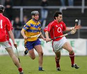 17 April 2005; Sean Og O hAilpin, Cork, in action against, Conor Plunkett, Clare. Allianz National Hurling League, Division 1, Round 2, Clare v Cork, Cusack Park, Ennis, Co. Clare. Picture credit; Kieran Clancy / SPORTSFILE
