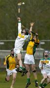 23 April 2005; Brendan Murphy, Offaly, in action against Charles Keena, Meath. Allianz National Hurling League, Division 2 Promotion Section, Offaly v Meath, St. Brendan's Park, Birr, Co. Offaly. Picture credit; Matt Browne / SPORTSFILE