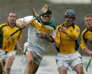 23 April 2005; Cathal Parlon, Offaly, in action against Anto O'Neill, Meath. Allianz National Hurling League, Division 2 Promotion Section, Offaly v Meath, St. Brendan's Park, Birr, Co. Offaly. Picture credit; Matt Browne / SPORTSFILE