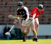 24 April 2005; Eugene Cloonan, Galway, in action against John Gardiner, Cork. Allianz National Hurling League, Division 1, Round 3, Cork v Galway, Pairc Ui Chaoimh, Cork. Picture credit; David Maher / SPORTSFILE