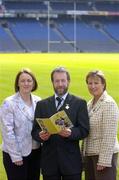 26 April 2005; Sean Kelly, President of Cumann Luthchleas Gael, Miriam O'Callaghan, left, President, Cumann Camogaíochta na nGael and Geraldine Giles, President, Cumann Peil Gael na mBan, at the launch of the Integration Task Force Report which will provide the framework for increased co-operation between the three Associations and a structure for the development of that relationship over the coming years. The report, which was recently adapted by the Congresses of all three Associations, is the work of the Integration Task Force, set up in 2002 to develop closer links between the Associations. Croke Park, Dublin. Picture credit; Brendan Moran / SPORTSFILE