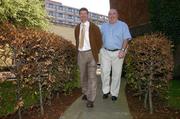 27 April 2005; The Armagh manager Joe Kernan with Wexford manager Pat Roe, left, after a media conference ahead of the Allianz Football & Hurling League Division 1 finals. Berkley Court Hotel, Dublin. Picture credit; David Maher / SPORTSFILE