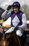 27 April 2005; Winning jockey Barry Geraghty salutes the crowd after winning the Punchestown Guinness Gold Cup aboard Kicking King. Punchestown Racecourse, Co. Kildare. Picture credit; Matt Browne / SPORTSFILE