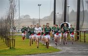 12 January 2014;  Mayo players make their way to pitch for the start of the second half  against IT Sligo. FBD League, Section A, Round 2, Mayo v IT Sligo, Connacht GAA centre of excellence, Ballyhaunis, Co. Mayo. Picture credit: David Maher / SPORTSFILE