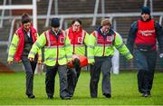 12 January 2014; Kieran Toner, Armagh, carried off on a stretcher with an injury during the second half. Power NI Dr. McKenna Cup, Section A, Round 2, Armagh v Donegal, Athletic Grounds, Armagh. Picture credit: Oliver McVeigh / SPORTSFILE