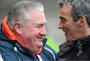 12 January 2014; Paul Grimley, Armagh manager, and Jim McGuinness, Donegal manager, before the game. Power NI Dr. McKenna Cup, Section A, Round 2, Armagh v Donegal, Athletic Grounds, Armagh. Picture credit: Oliver McVeigh / SPORTSFILE