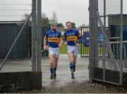 12 January 2014; Noel McGrath, left, and Lar Corbett, Tipperary, make their way onto the pitch for the start of the second half. Waterford Crystal Cup, Preliminary Round, Tipperary v LIT, McDonagh Park, Nenagh, Co. Tipperary. Picture credit: Brendan Moran / SPORTSFILE