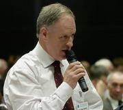 16 April 2005; Longford delegate TJ Ward speaking at the 2005 GAA Congress. Croke Park, Dublin. Picture credit; Ray McManus / SPORTSFILE