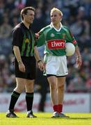 24 April 2005; Conor Mortimer, Mayo, in jovial mood with referee Maurice Deegan. Allianz National Football League Semi-Final, Armagh v Mayo, Croke Park, Dublin. Picture credit; Ray McManus / SPORTSFILE