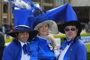 28 April 2005; Race fans, l to r, Robert Smith, Helen Gregg and Philip Sweeney, all from Galway City, before the start of the days racing. Punchestown Racecourse, Co. Kildare. Picture credit; Pat Murphy / SPORTSFILE