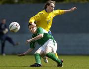 28 April 2005; Harry Arter, Republic of Ireland, in action against Kevin Walker, Sweden. U16 Friendly International, Republic of Ireland U16 v Sweden U16, Whitehall, Dublin. Picture credit; Brian Lawless / SPORTSFILE