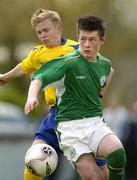 28 April 2005; Donal McDermott, Republic of Ireland, in action against Sebastian Lindroth, Sweden. U16 Friendly International, Republic of Ireland U16 v Sweden U16, Whitehall, Dublin. Picture credit; Brian Lawless / SPORTSFILE