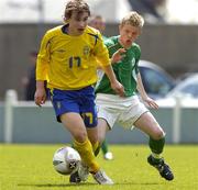 28 April 2005; Kevin Walker, Sweden, in action against Chris Day, Republic of Ireland. U16 Friendly International, Republic of Ireland U16 v Sweden U16, Whitehall, Dublin. Picture credit; Brian Lawless / SPORTSFILE