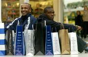 16 March 2004; St. Patrick's Athletics players Karim El Khebir, left, and Josef Nbo on a shopping spree in the Blanchardstown Centre, Dublin. Picture credit; Matt Browne / SPORTSFILE   *EDI*