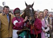 28 April 2005; Winning connections of War of Attrition including jockey Conor O'Dwyer and owner Michael O'Leary, right, after victory in the Swordlestown Cup Novice Steeplechase. Punchestown Racecourse, Co. Kildare. Picture credit; Pat Murphy / SPORTSFILE