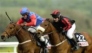29 April 2005; Lucy Lawson, 22, with Charles McCreevy Jnr up, pictured alongside Danaeve with James Robinson aboard during the Punchestown Charity Sweepstakes. Punchestown Racecourse, Co. Kildare. Picture credit; Matt Browne / SPORTSFILE