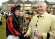 29 April 2005; Charles McCreevy MEP congratulates his son Charles McCreevy Jnr after the Punchestown Charity Sweepstakes. Punchestown Racecourse, Co. Kildare. Picture credit; Matt Browne / SPORTSFILE