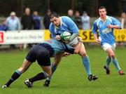 30 April 2005; Kevin Hartigan, Garryowen, is tackled by  David Doughtery, Belfast Harlequins. AIB All Ireland League 2004-2005, Division 1 Semi-Final, Garryowen v Belfast Harlequins, Dooradoyle, Limerick. Picture credit; Kieran Clancy / SPORTSFILE