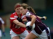 30 April 2005; Marie O'Connell, Galway, is tackled by Deirdre O'Reilly, Cork. Suzuki Ladies National Football League, Division 1 Final, Cork v Galway, Gaelic Grounds, Limerick. Picture credit; Ray McManus / SPORTSFILE